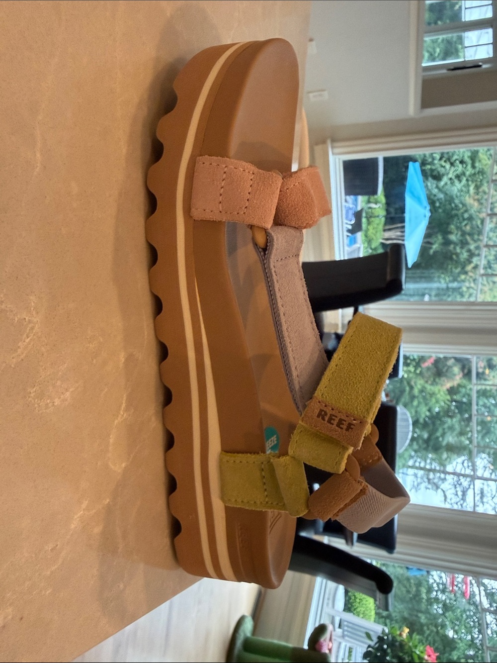 Reef Suede Sport Sandal in Brown, Pink & Green